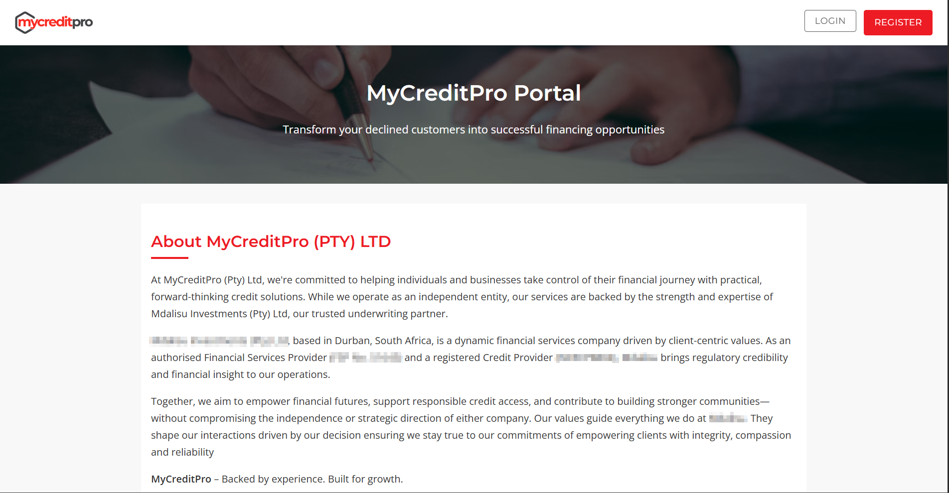 Public Landing Page